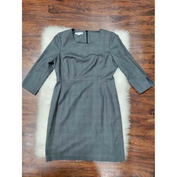 80's Pendleton 100% Wool Black & White Houndstooth Sheath Midi Dress 12 P - Picture 9 of 16